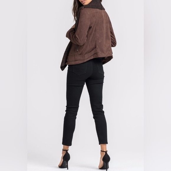 Lush Faux Suede Jacket Sz. S brown open front - Picture 4 of 11